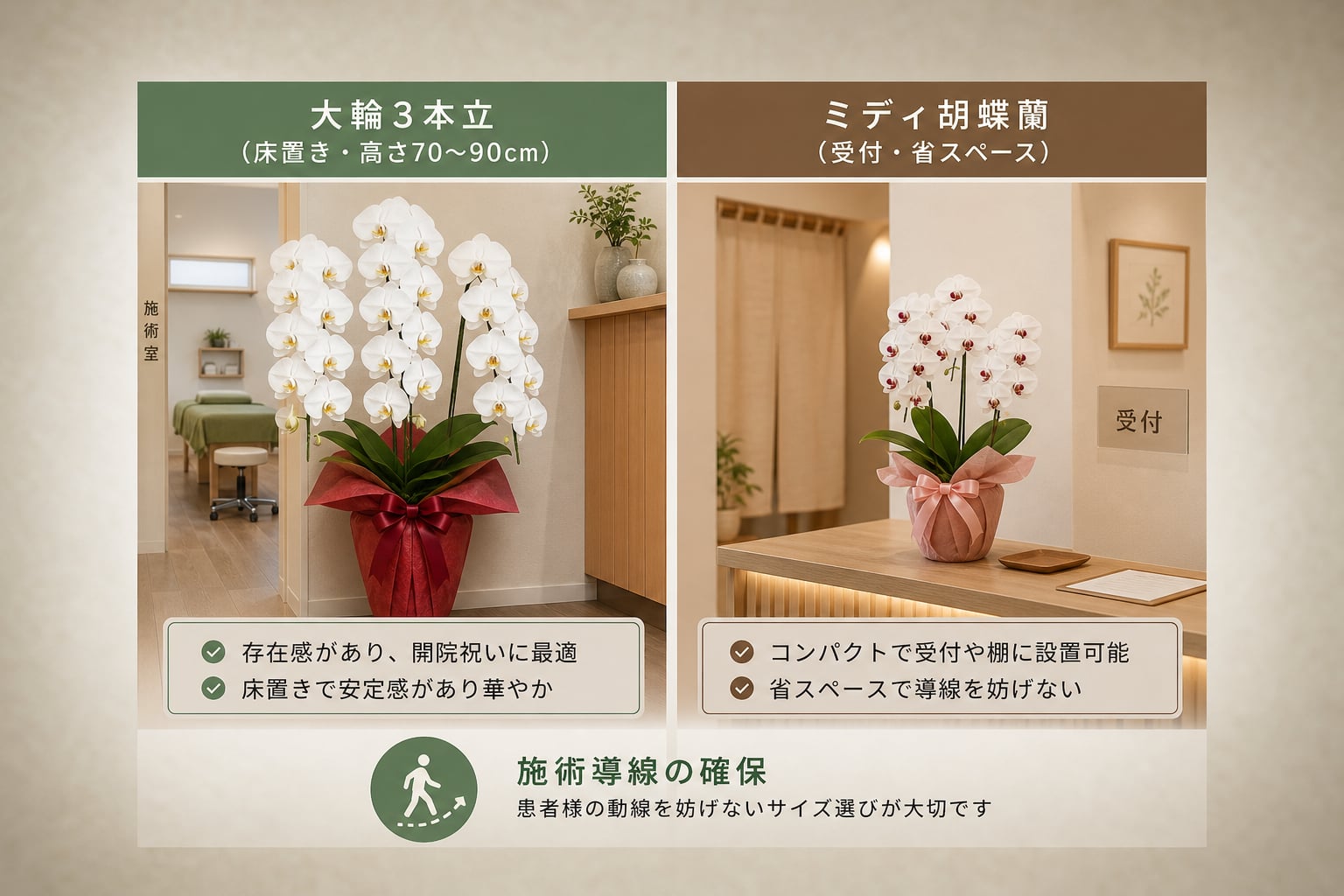 鍼灸院に最適な胡蝶蘭は何を基準に選ぶべきか？