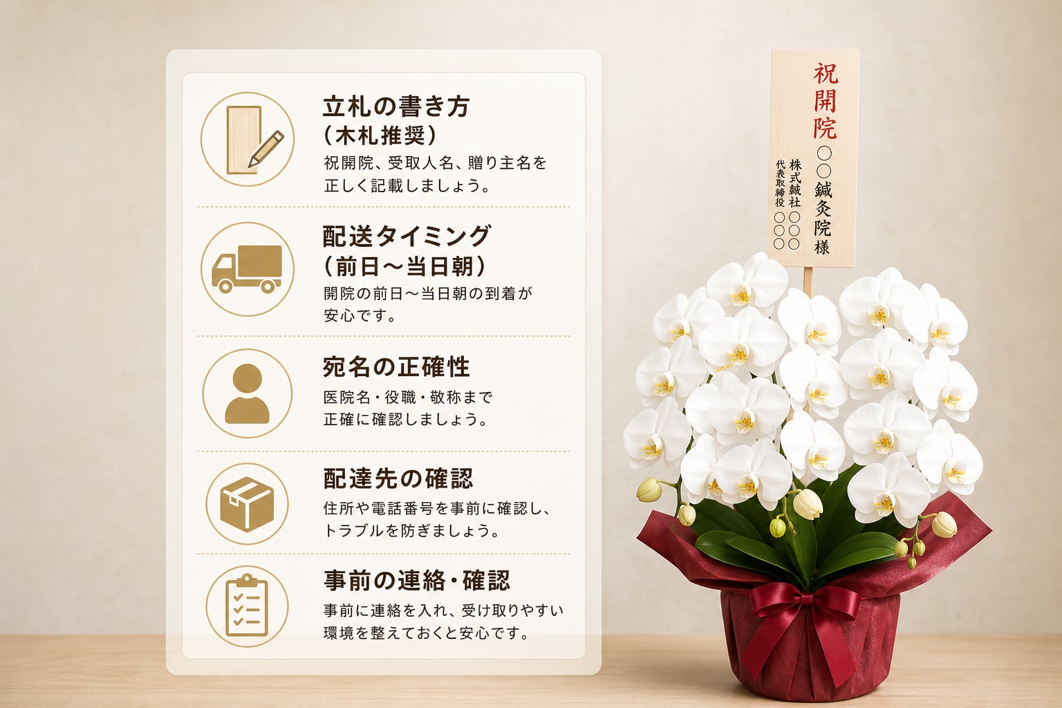 鍼灸院への開院祝いで失敗しない立札や配送のマナーとは？