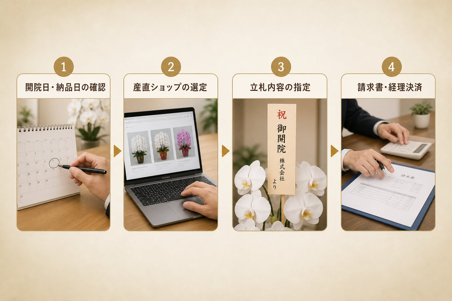 法人が鍼灸院へ胡蝶蘭を贈る際の注文手順や注意点は何か？