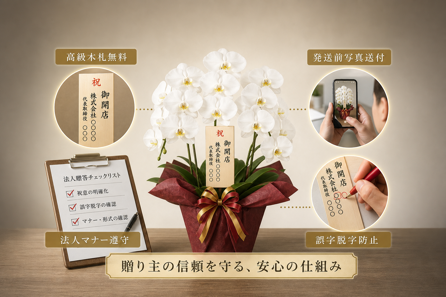 無料の木札や写真送付サービスが法人の贈答マナーと信頼をどう守るのか？