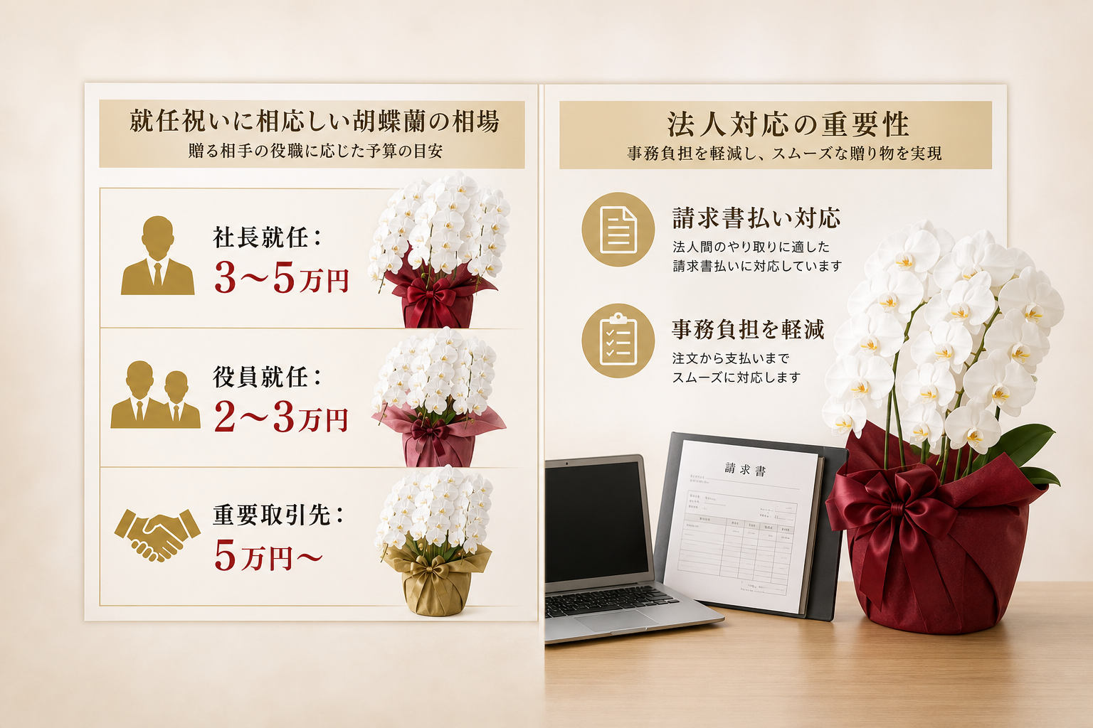 就任祝いに相応しい胡蝶蘭の相場と法人対応の重要性とは？