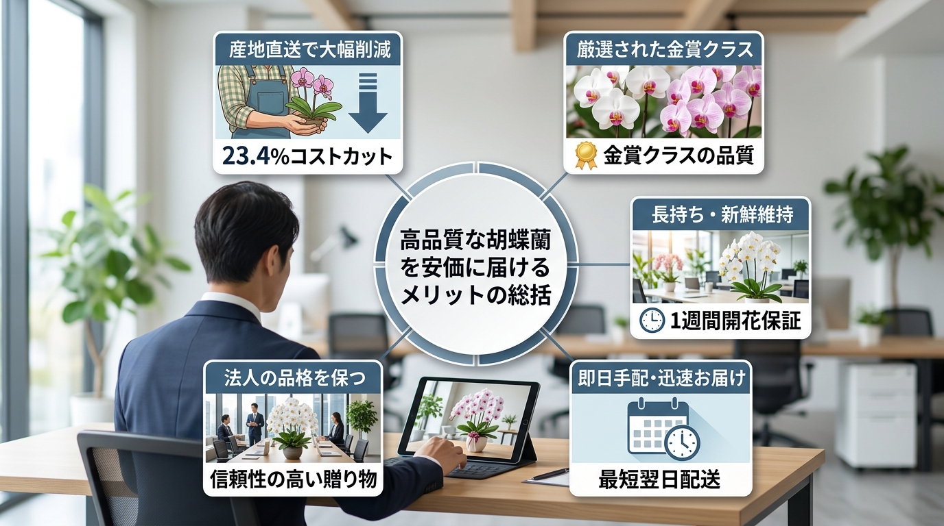 まとめ：高品質な胡蝶蘭を安価に届けるメリット