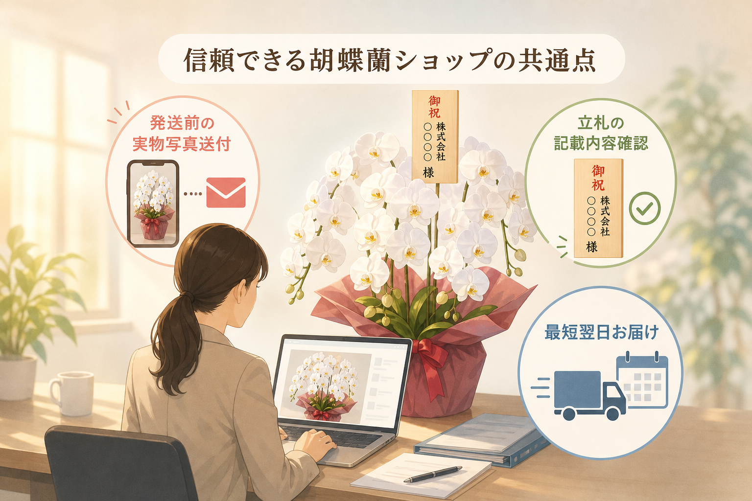 忙しい法人担当者が信頼できる胡蝶蘭ショップの共通点とは？