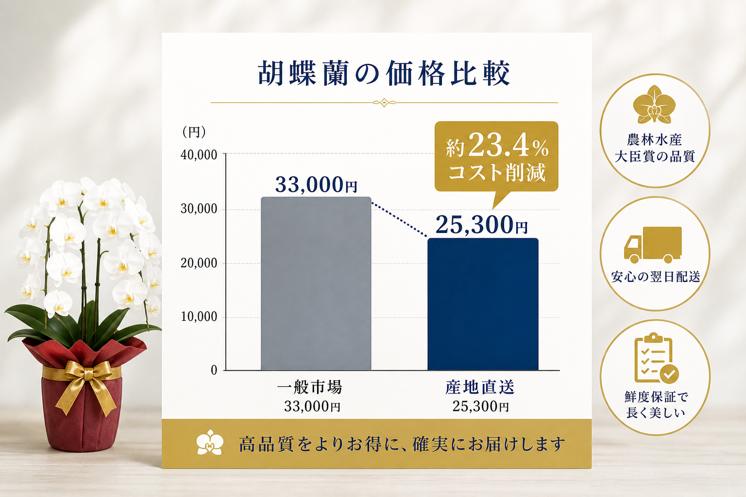 高品質な胡蝶蘭を安く、かつ確実に翌日届ける発注の鉄則とは？