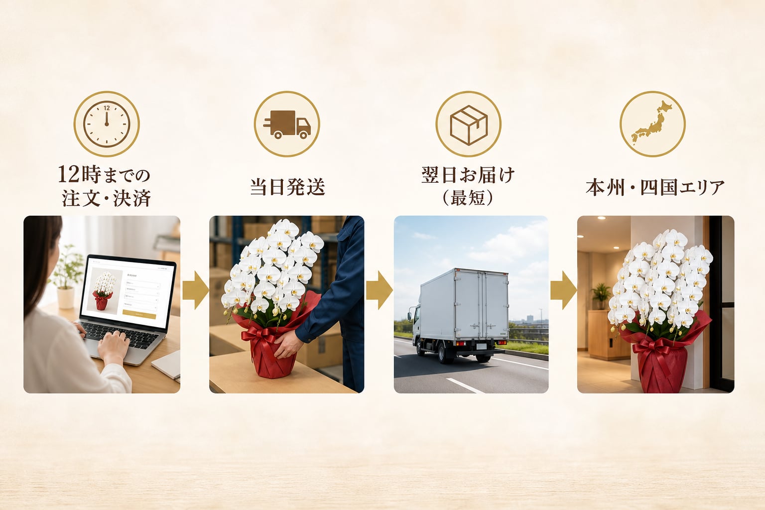 開店祝いの胡蝶蘭を即日発送し最短翌日に届ける条件とは？