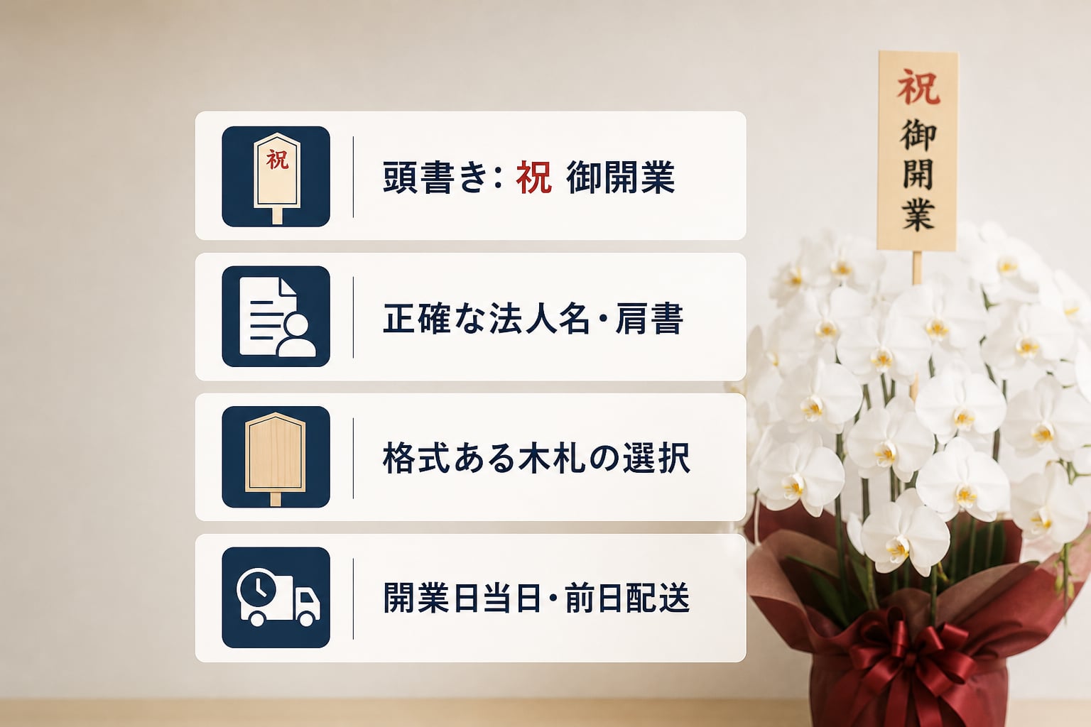 社労士事務所へ胡蝶蘭を贈る際の立札マナーとタイミングとは？