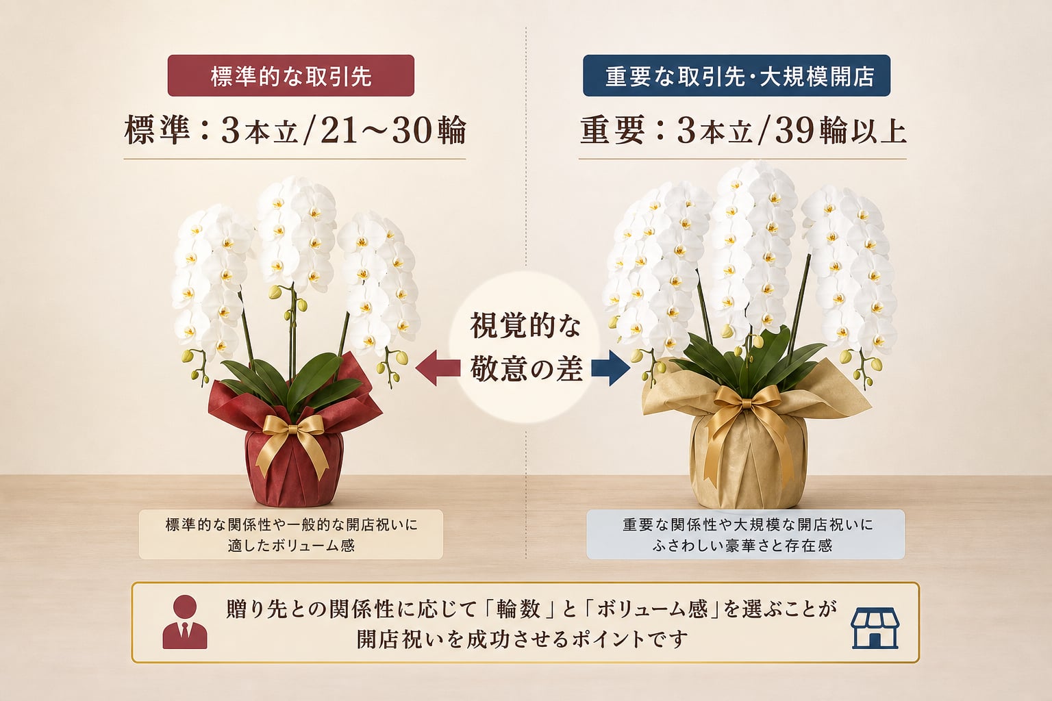 贈り先との関係性で輪数はどう変える？失敗しない胡蝶蘭3本立の具体的な選び方とは？