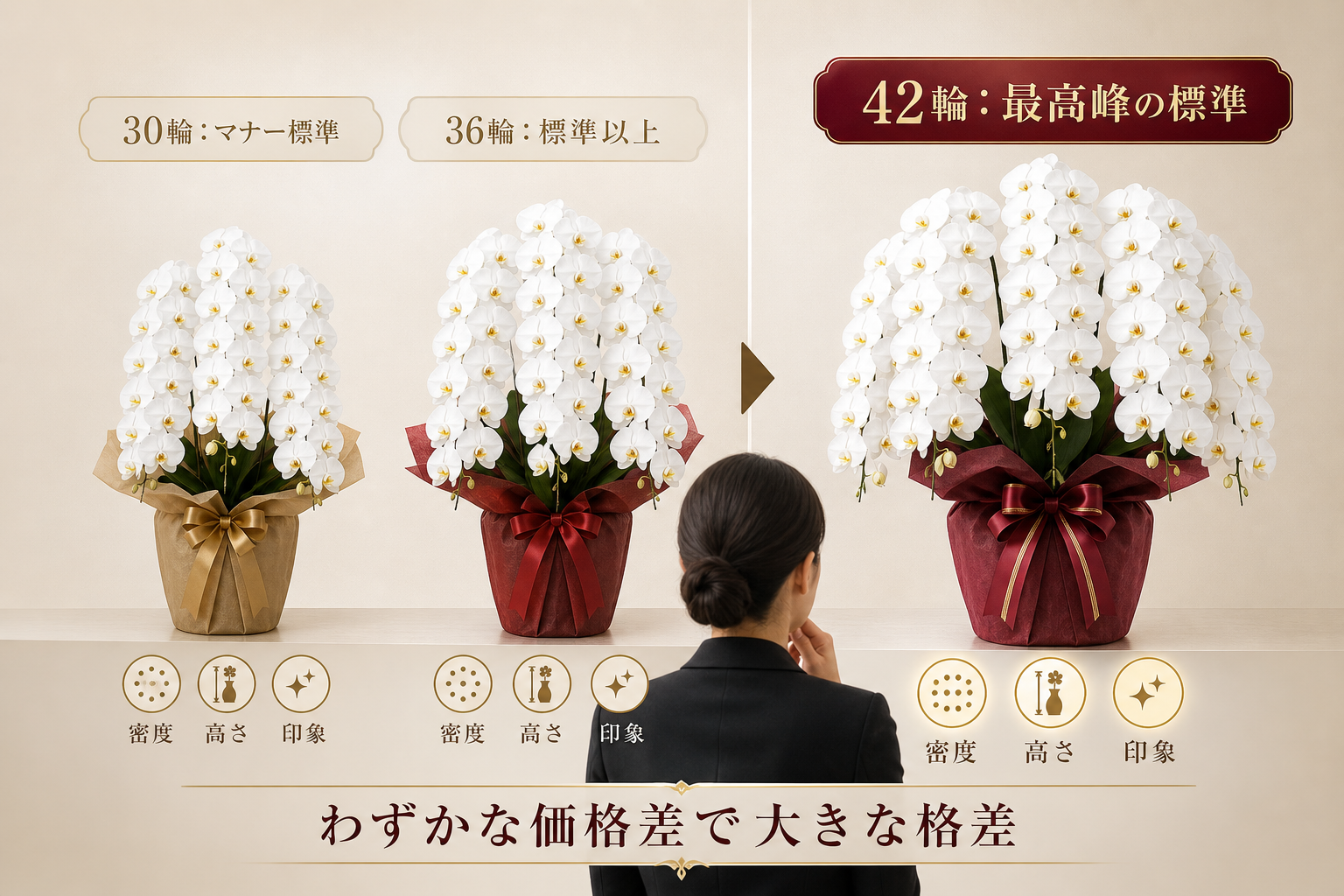 標準的な30輪や36輪と42輪では見栄えや予算にどのような差があるか？