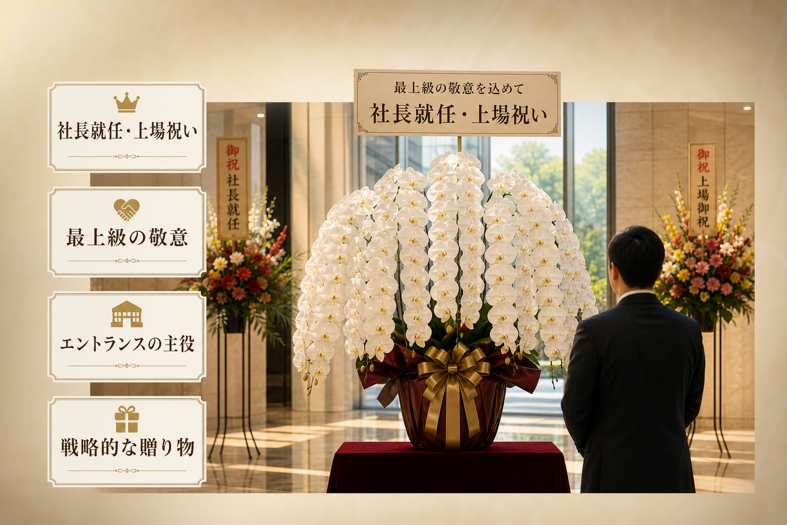 7本立ちの胡蝶蘭を贈るべきシーンとは？法人ギフトで失敗しない選び方の基準 [比較/箇条書き]