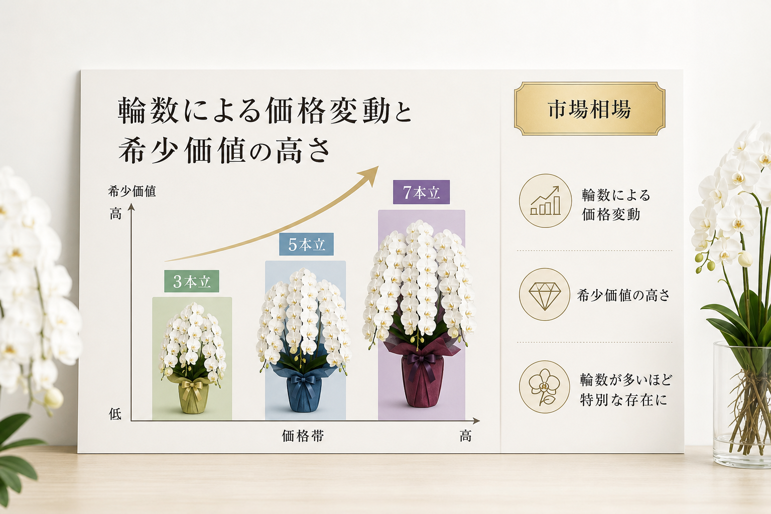 胡蝶蘭7本立の価格相場は5本立や輪数でどう変わるのか？
