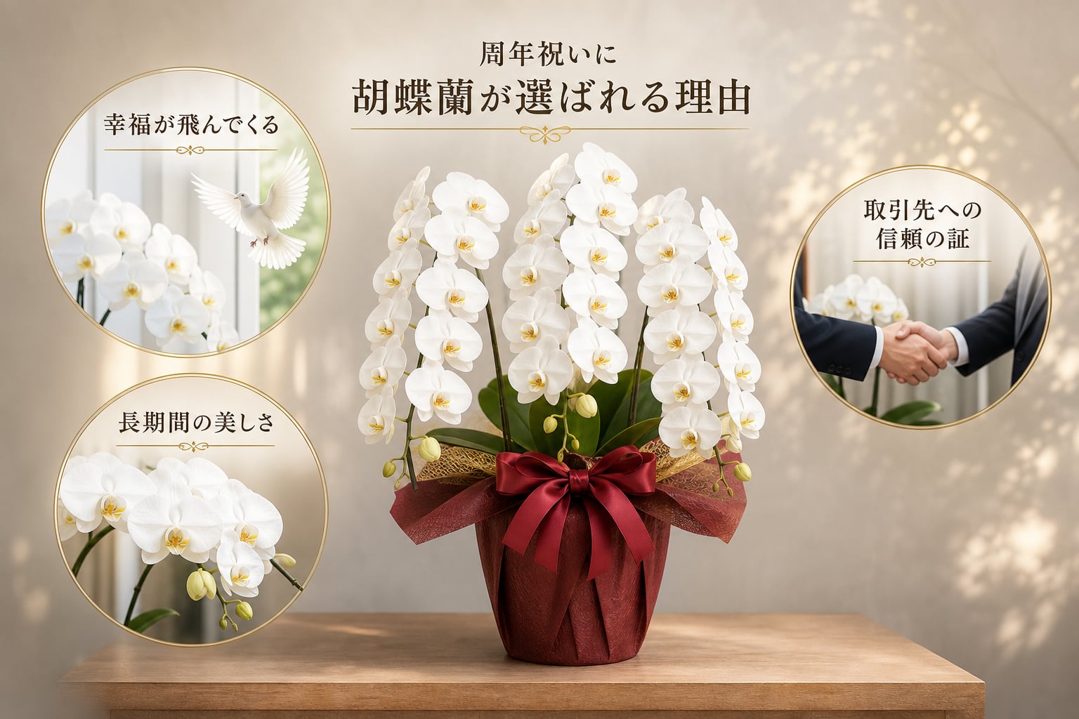 周年祝いに胡蝶蘭が選ばれる理由は何か？喜ばれる背景と贈る時期