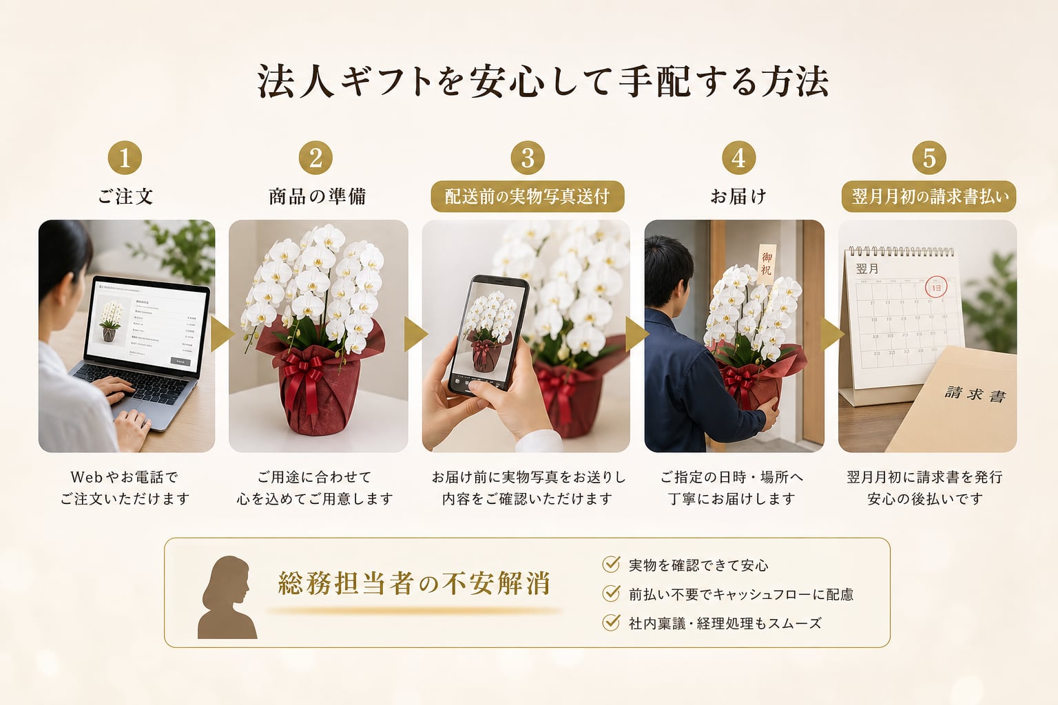 法人ギフトを安心して手配するには？請求書払いや写真確認の利点