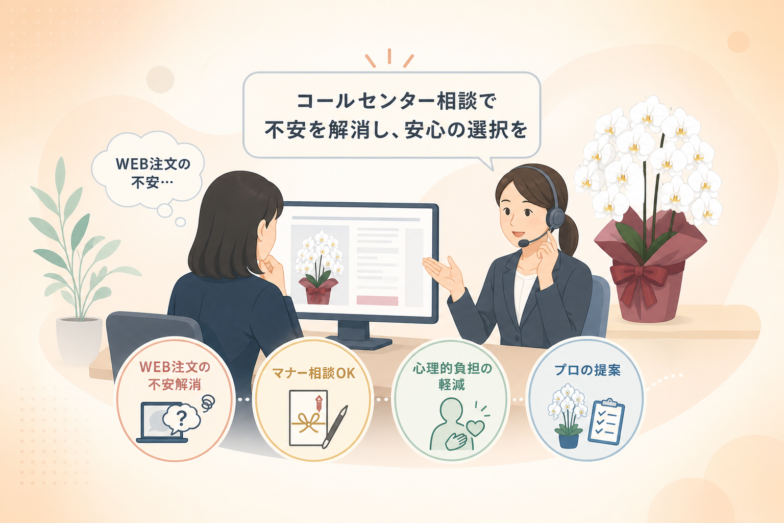 法人用の胡蝶蘭選びでコールセンターに相談すべきメリットとは？
