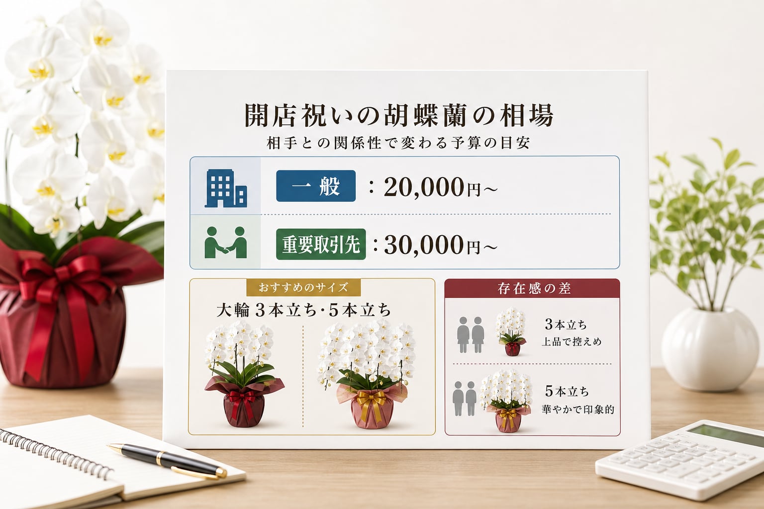 開店祝いの胡蝶蘭の相場はいくら？相手との関係性で変わる予算の目安