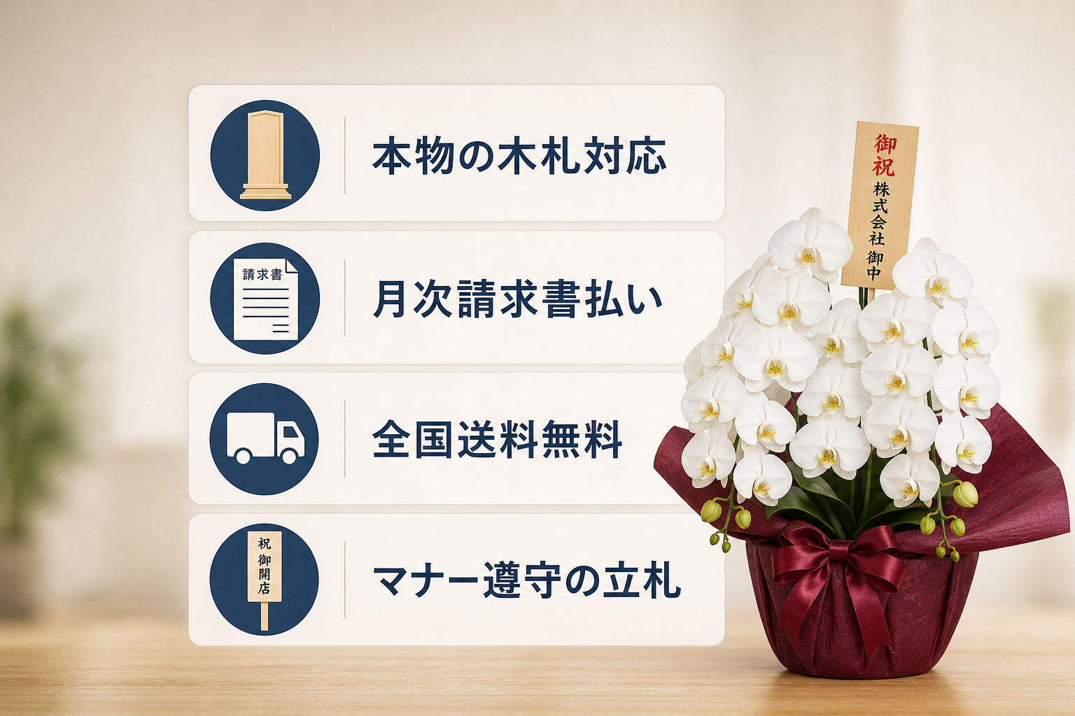 開花保証に加えて確認すべき法人向け胡蝶蘭通販のサービス品質とは？ [比較/箇条書き]