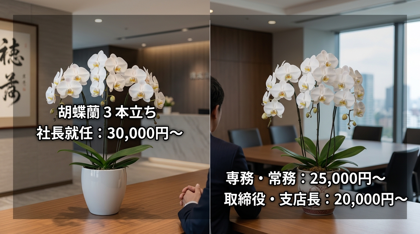 就任祝いの3本立ち胡蝶蘭の相場はいくら？