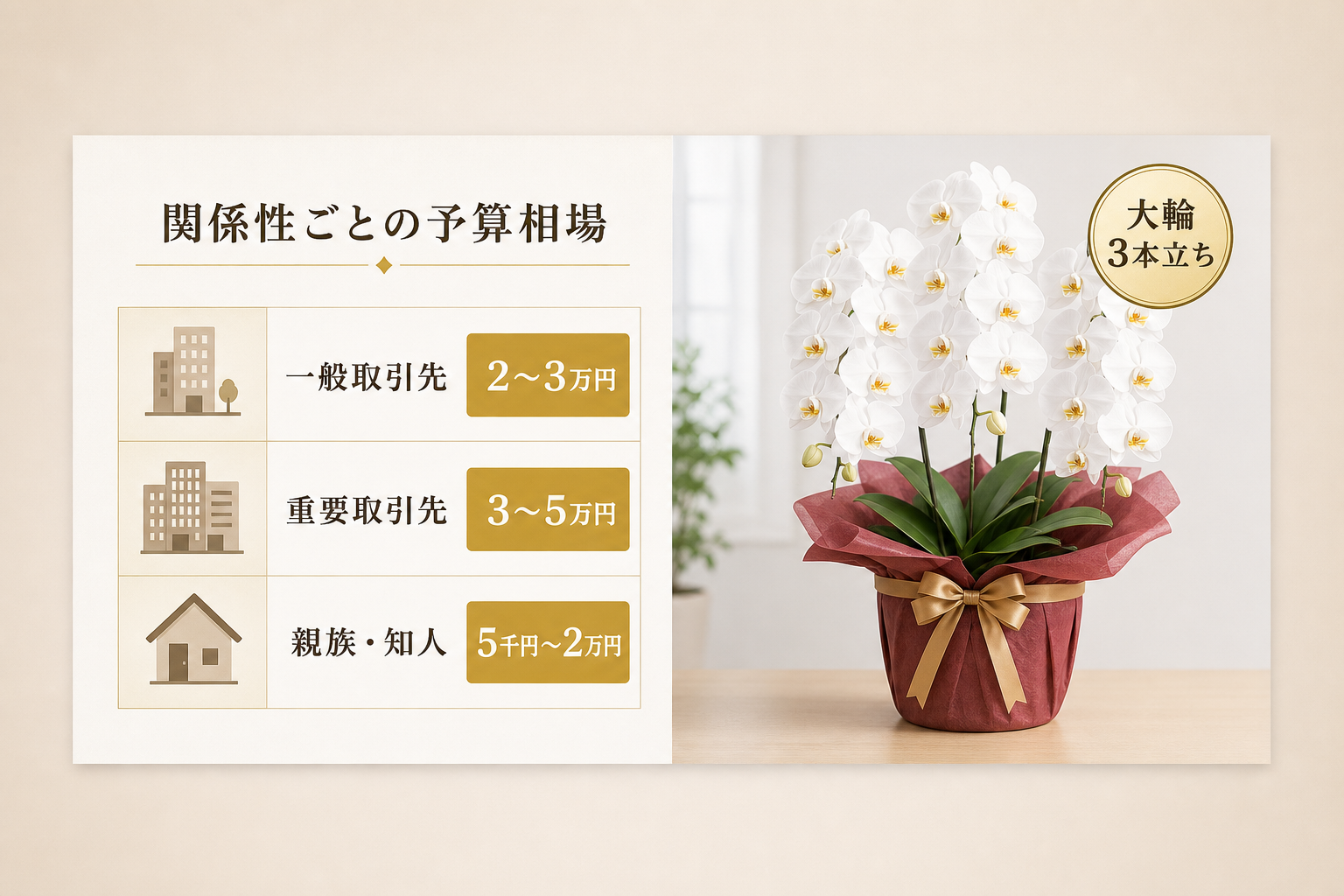移転祝いの胡蝶蘭相場はいくら？取引先との関係性で決まる予算の目安