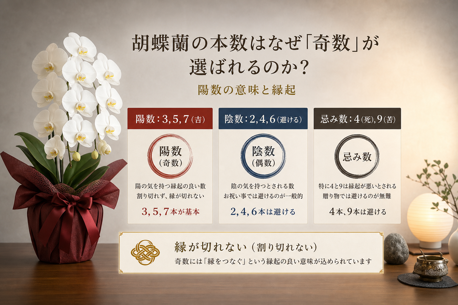 胡蝶蘭の本数はなぜ「奇数」が選ばれるのか？（陽数の意味と縁起）