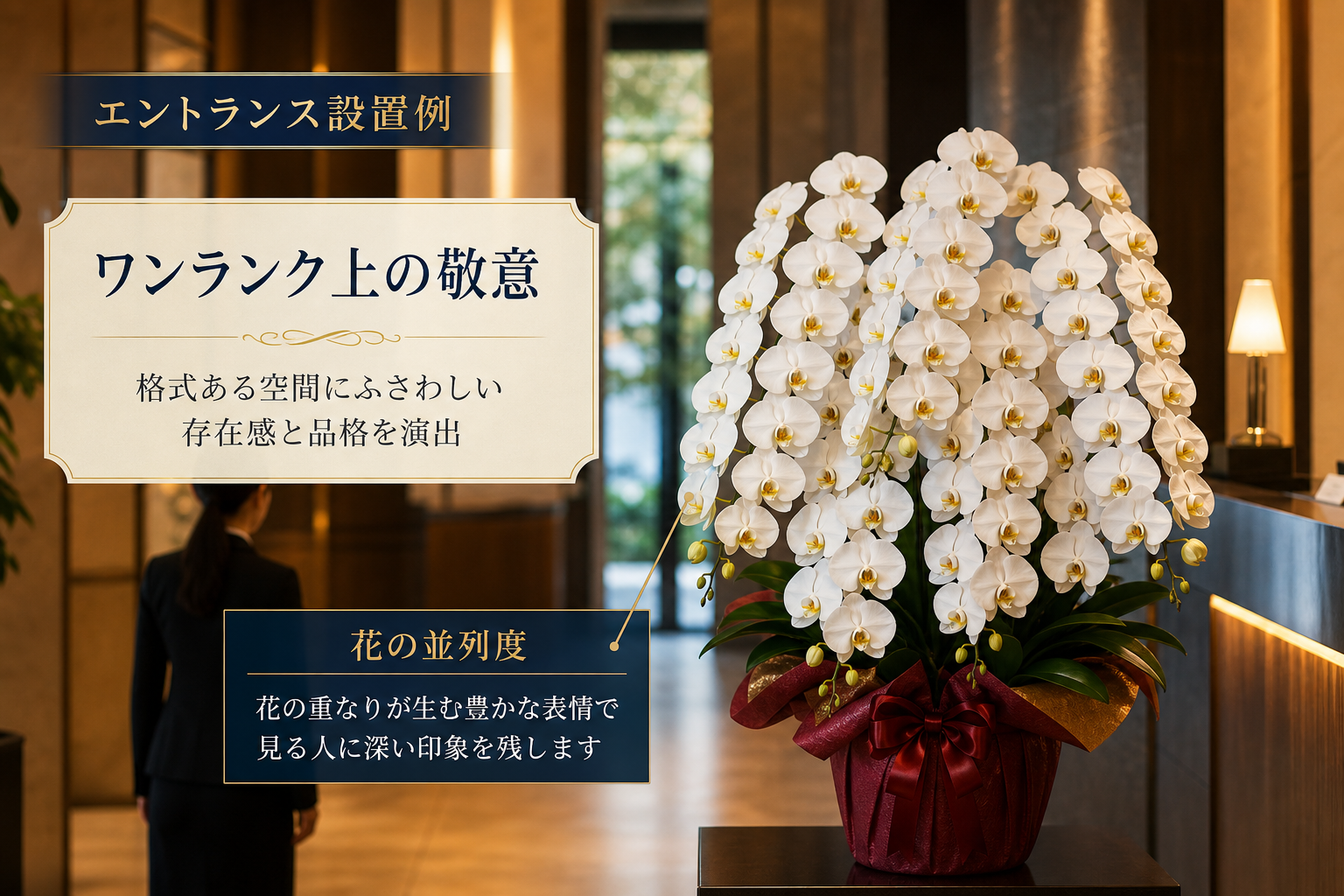 ビジネスシーンで胡蝶蘭39輪を選ぶべき基準とは？標準的な30輪との見栄えの差を検証