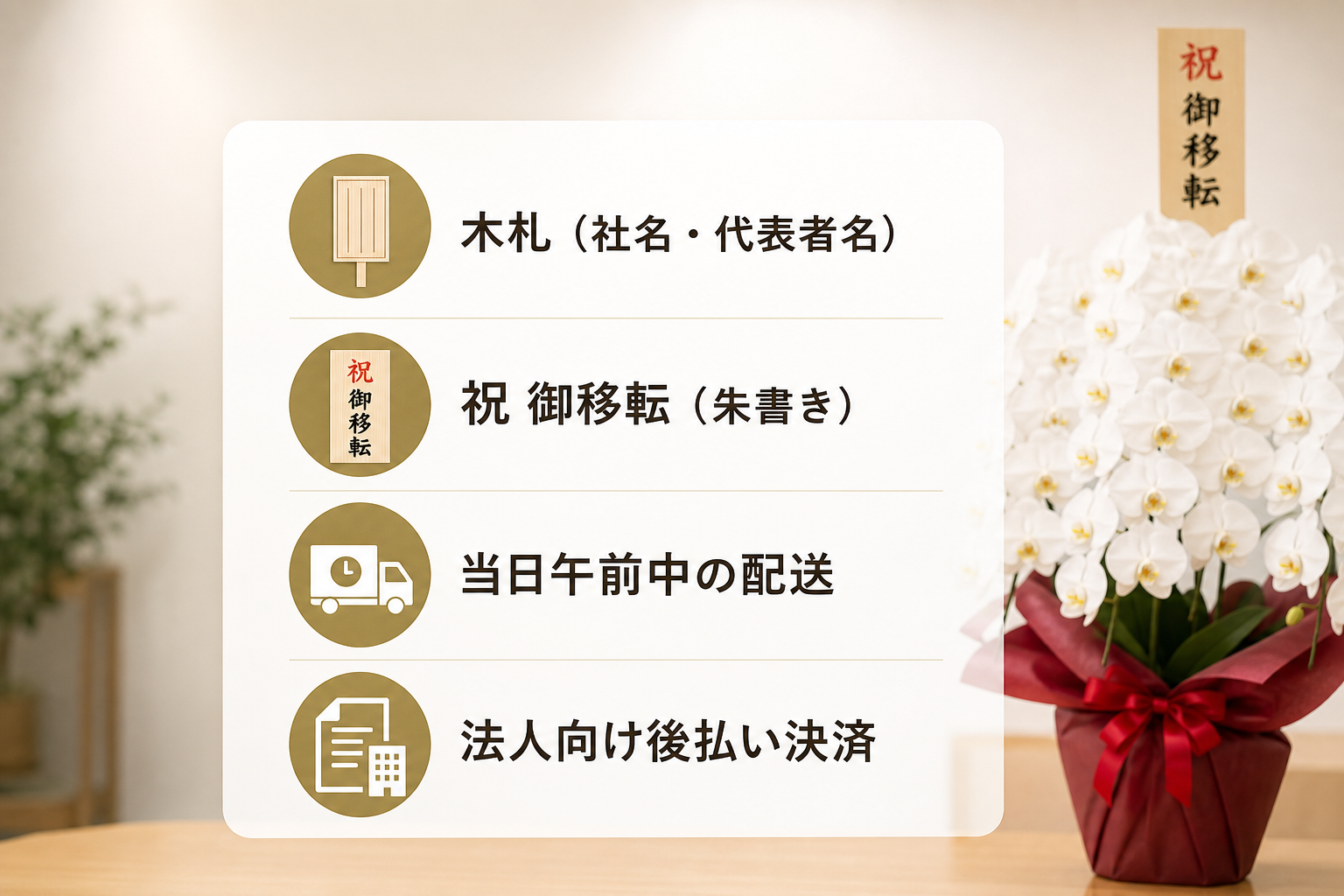 失敗しない移転祝いのために確認すべき立札マナーや法人向け決済とは何か？