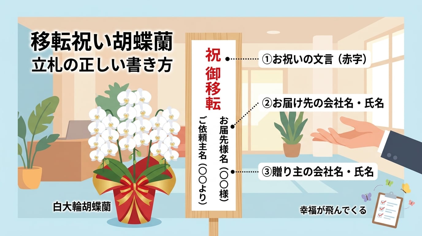 移転祝いで失礼にならない胡蝶蘭の立札の書き方とは？