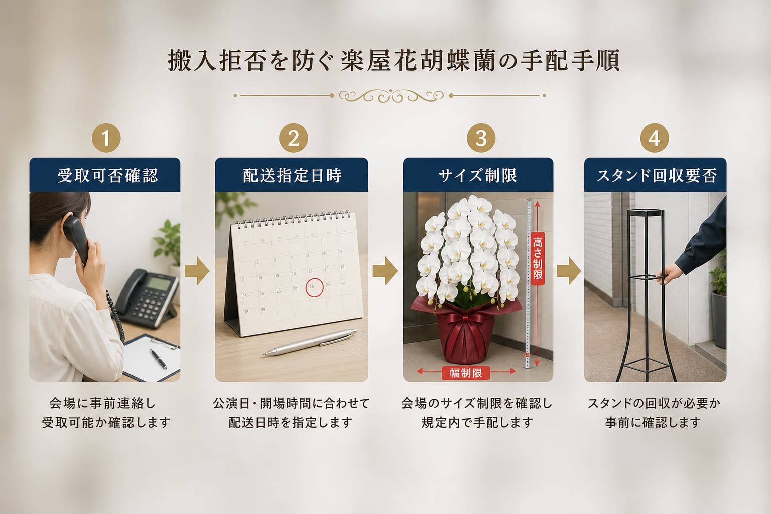搬入拒否を防ぐ楽屋花胡蝶蘭の手配手順とは？