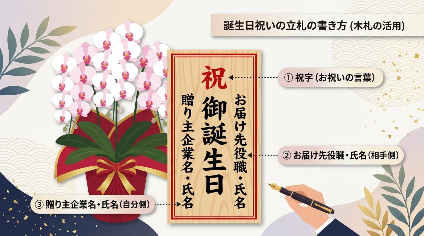 誕生日に贈る胡蝶蘭の立札の書き方や名義のマナーとは？
