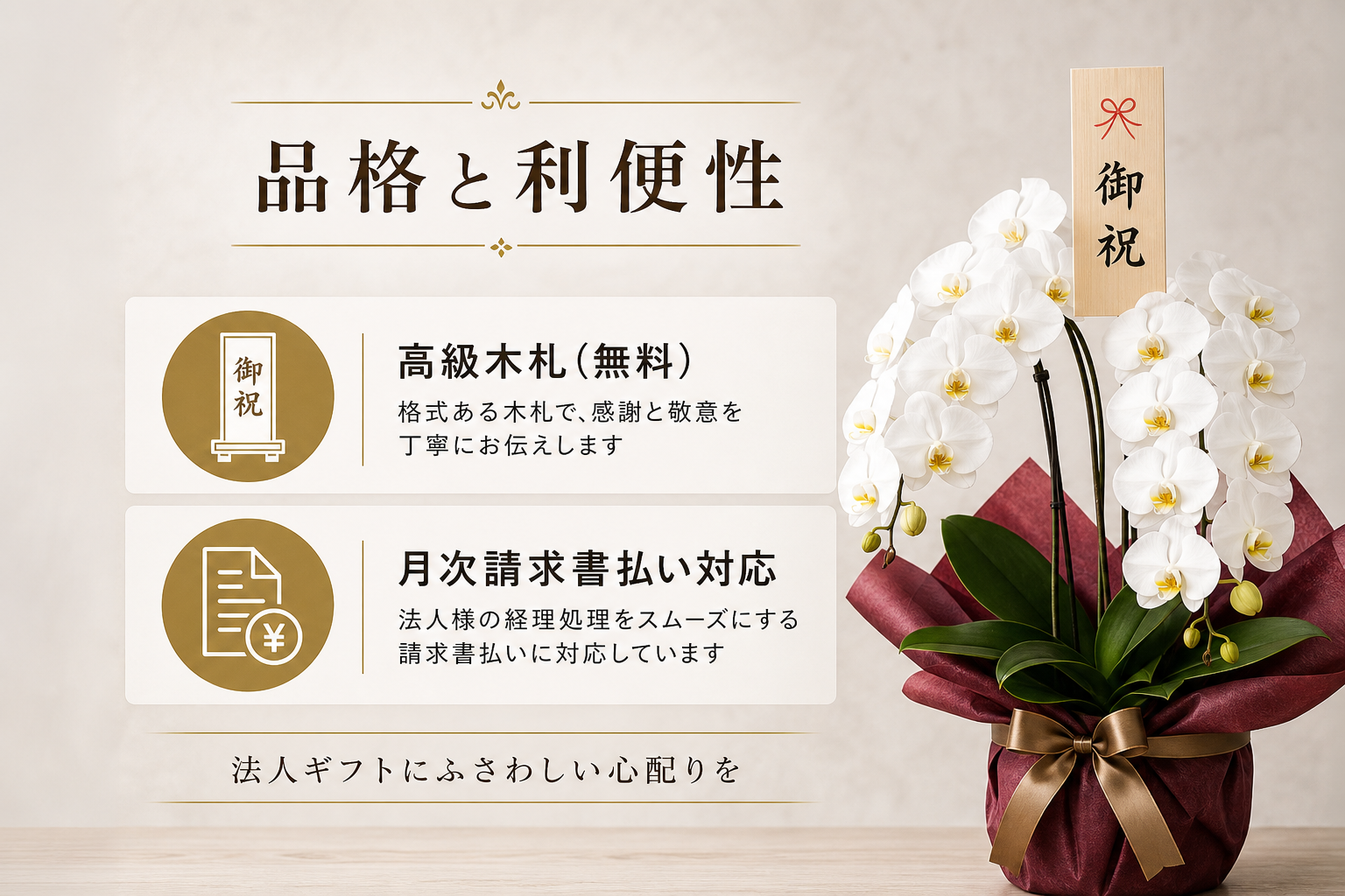 法人ギフトとして品格を保つための立札や決済の注意点は？