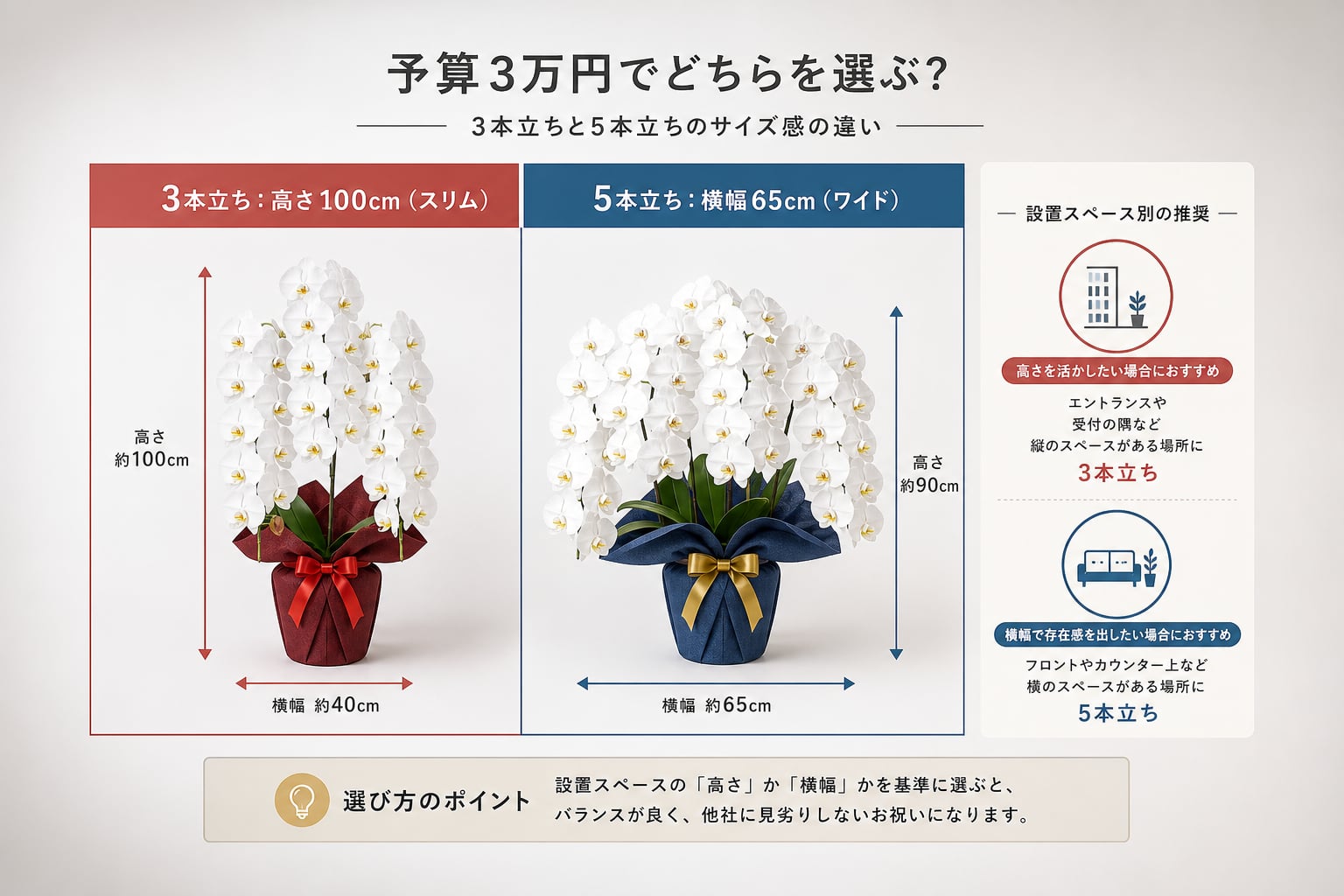 予算3万円で「3本立ち42輪」と「5本立ち45輪」のどちらを選ぶべきか？