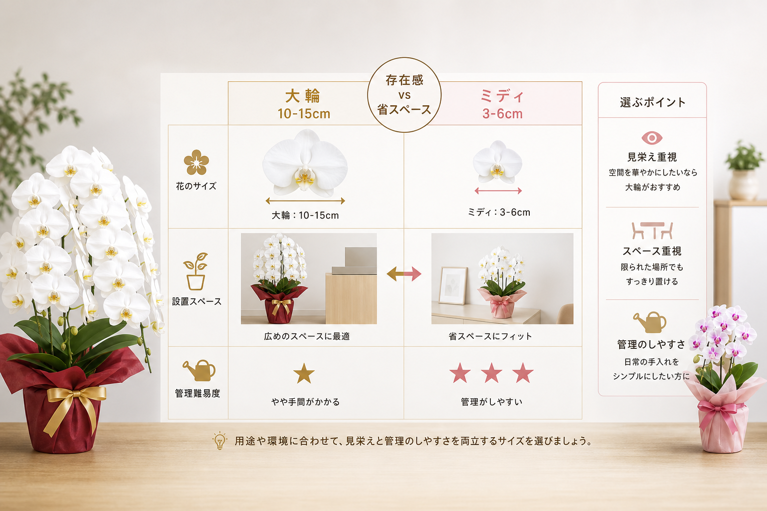 「見栄え」と「管理のしやすさ」を両立させるサイズ選びのポイントは何か？