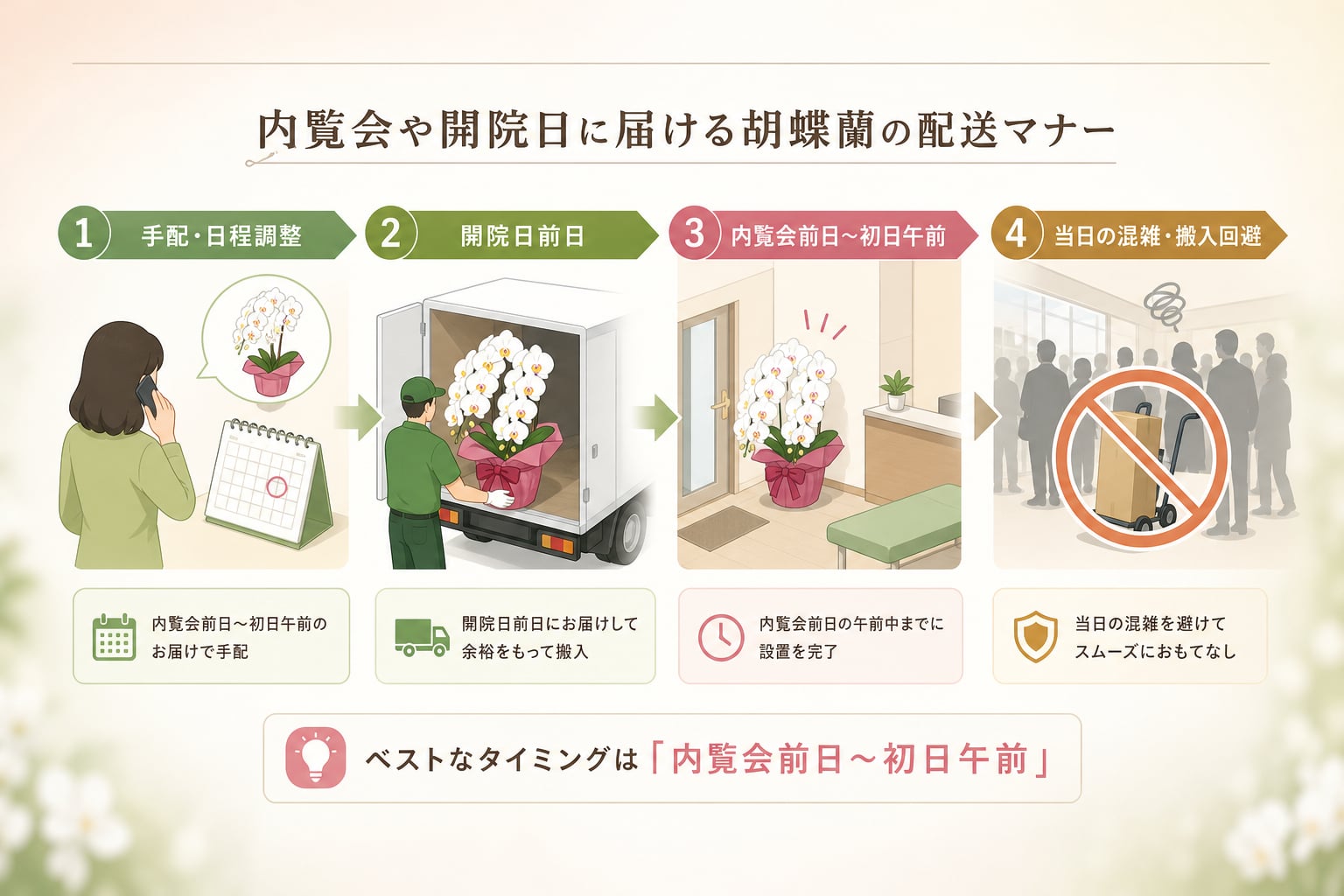 内覧会や開院日に届ける胡蝶蘭の配送マナーとは？