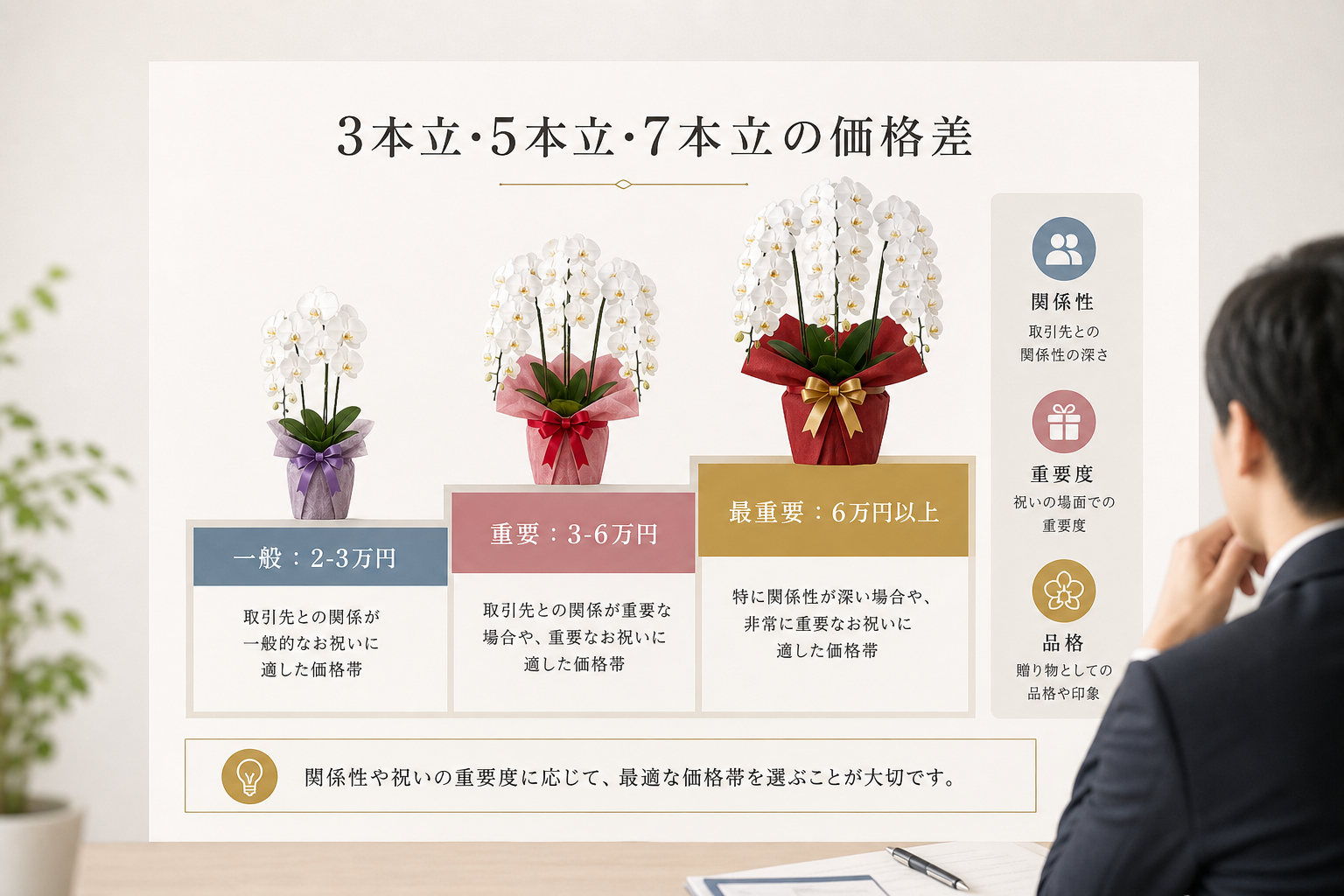 取引先との関係性や祝いの重要度に応じた価格帯の基準は？
