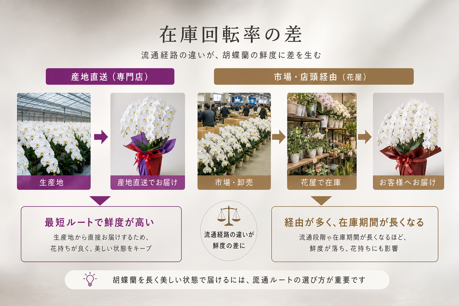 胡蝶蘭の専門店と街の花屋にはどのような違いがあるのか？