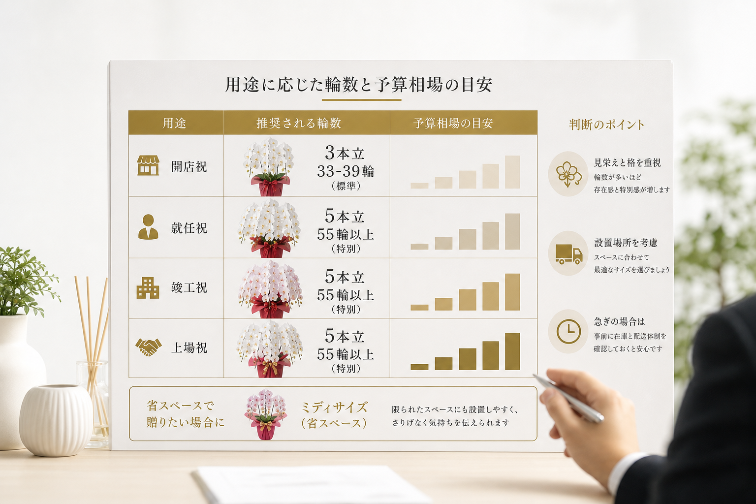 法人向け胡蝶蘭を贈る際に失敗を防ぐための判断基準とは何か？