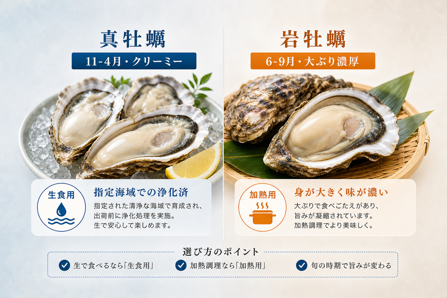生食用と加熱用は何が違うのか？用途に合わせたおすすめの産地・種類を比較