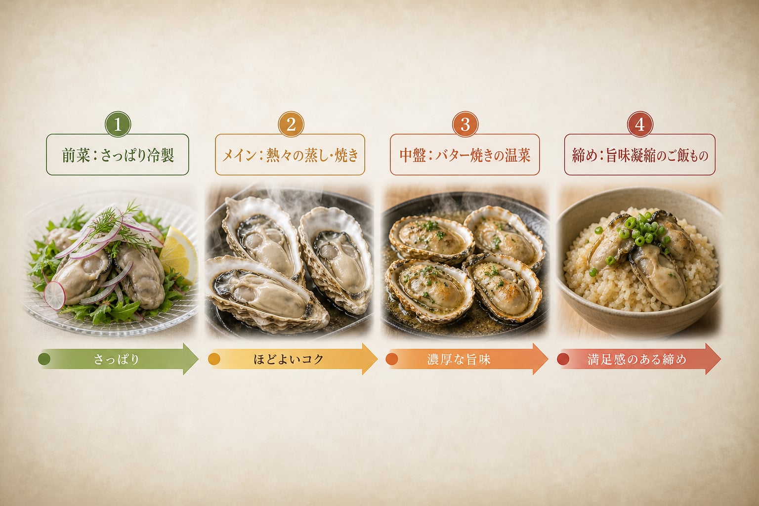 牡蠣パーティーのメニューを飽きさせないコース構成のコツとは？
