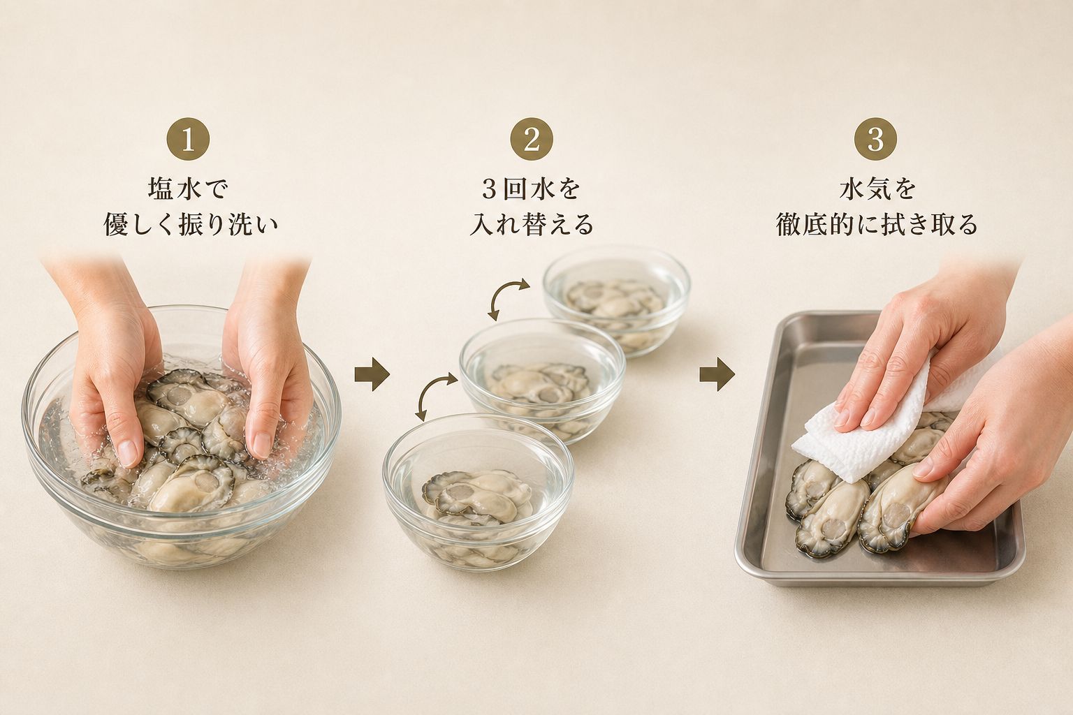 牡蠣の生臭さを抑えてワインの風味を引き立てる下処理の方法とは？